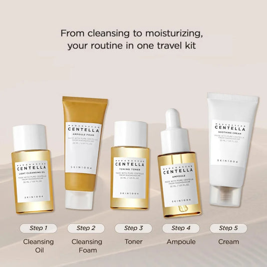 SKIN1004 · Kit de Viaje con Centella Asiática · Set Mini 5 Piezas Calmante y Purificante