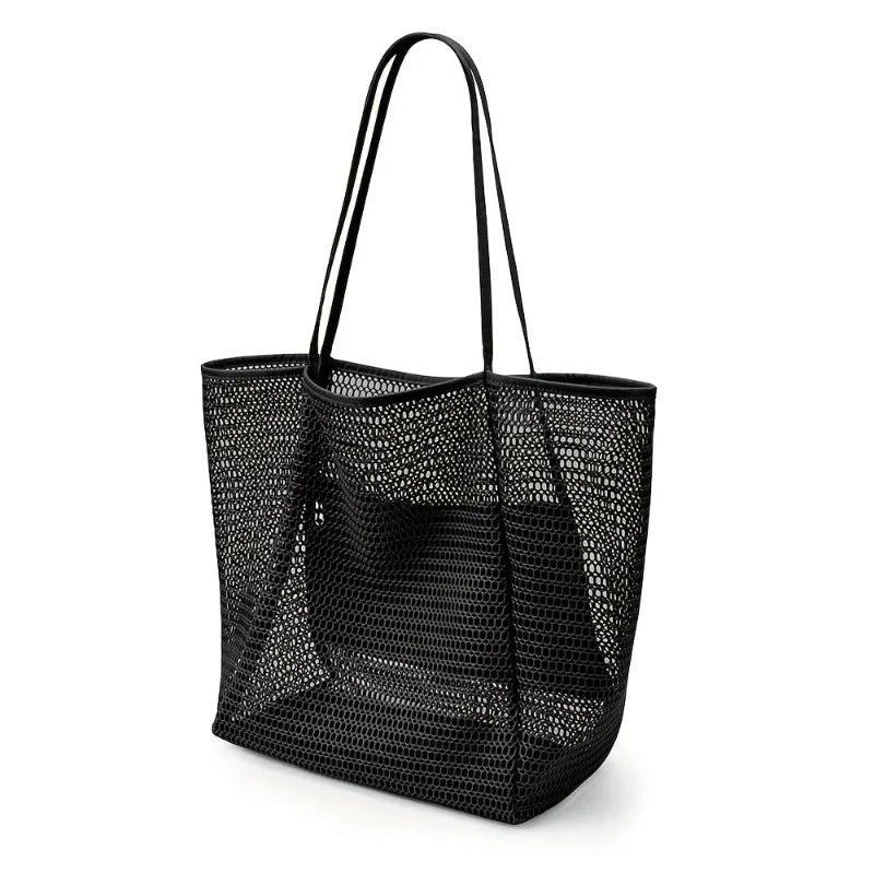 Bolso de Hombro de Gran Capacidad para Mujer – Tejido de Poliéster, Ideal para Playa, Viajes y Compras