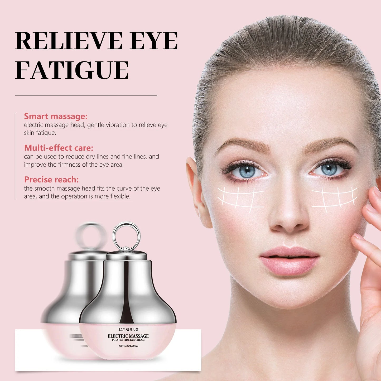 Sérum Contorno de Ojos con Masajeador Eléctrico en Rodillo · Reafirmante, Hidratante y Antiojeras
