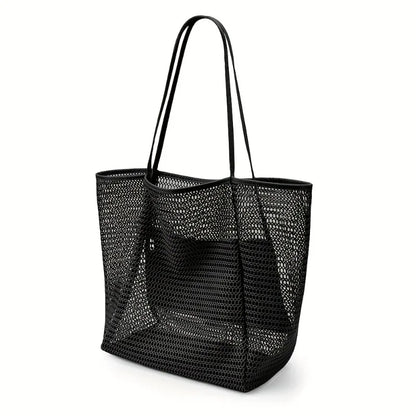 Bolso de Hombro de Gran Capacidad para Mujer – Tejido de Poliéster, Ideal para Playa, Viajes y Compras