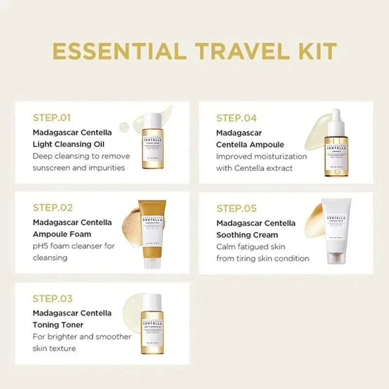 SKIN1004 · Kit de Viaje con Centella Asiática · Set Mini 5 Piezas Calmante y Purificante