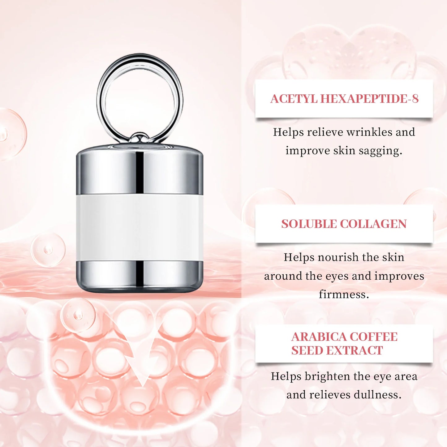 Sérum Contorno de Ojos con Masajeador Eléctrico en Rodillo · Reafirmante, Hidratante y Antiojeras